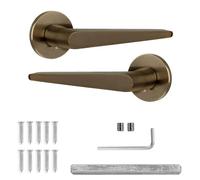 Decoranddecor Terra Antique Brass Internal Door Handle Set, Aluminium Lever on Backplate for Wooden Interior Doors, Traditional Handle Pairs for Bedrooms, Bathroom and Hallway Doors