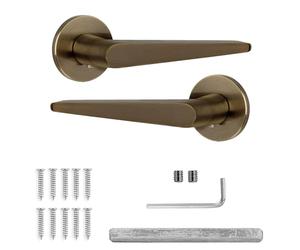 Decoranddecor Terra Antique Brass Internal Door Handle Set, Aluminium Lever on Backplate for Wooden Interior Doors, Traditional Handle Pairs for Bedrooms, Bathroom and Hallway Doors