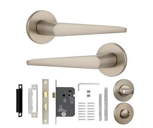 Decoranddecor Terra Silver Door Handles Internal - Aluminium Silver Door Levers for Internal Doors - Internal Door Handles with Bathroom Door Lock and Turn and Release