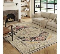 Decoranddecor Traditional Rug Living Room, 120x170cm - Non-Slip, Low Pile, Pet Friendly, Classic Elegant Pattern Entryway Easy Clean Durable Carpet - Florin