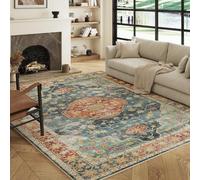 Decoranddecor Traditional Rugs For Bedroom, 160x230cm - Washable Non-Slip, Low Pile, Pet Friendly, Modern Design Living Room Easy Clean Durable Carpet - Avenza