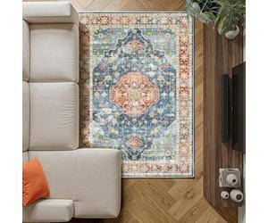 Decoranddecor Traditional Rugs Living Room,120x170cm - Washable, Non-Slip, Low Pile, Pet Friendly, Vintage Easy Clean Durable Carpet - Avenza