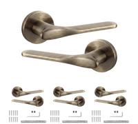 Decoranddecor Verita Antique Brass Internal Door Handles 4 Pack | Sculpted Lever on Round Rose, Sprung Return, 8mm Spindle, Bolt Through & Screw Fixings, Internal Doors, 4 Pairs