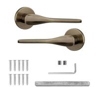 Decoranddecor Verita Antique Brass Internal Door Handles - Aluminium Handle Sets - Elegant and Durable Design for Wooden Interior Doors, Ideal for Bedrooms, Bathrooms, and Living Spaces