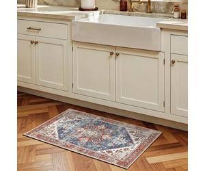 Decoranddecor Vintage Bathroom Rugs, 60x90cm - Washable, Low Pile, Pet Friendly, Modern Contemporary Design Bedroom Easy Clean Durable Carpet - Mirela