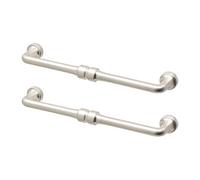 Decoranddecor - Wimpole Brushed Nickel Slimline D-Shape Kitchen Cabinet Drawer Cupboard Pull Door Handles - 128mm - Pair