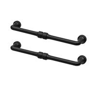 Decoranddecor - Wimpole Matt Black Slimline D-Shape Kitchen Cabinet Drawer Cupboard Pull Door Handles - 160mm - Pair