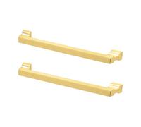 Decoranddecor - Zinnia Matt Gold Contemporary Luxury Bar Kitchen Cabinet Drawer Cupboard Pull Door Handles - 192mm - Pair