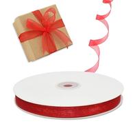 Decoraparty 10mm Red Organza Ribbon, Elegant Ribbon for Ragali, Christmas, Valentine's Day, Celebration, Wedding Favors, 50 m Roll