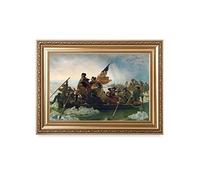 DECORARTS - Washington Crossing The Delaware by Emanuel Leutze, Giclee Print w/Golden Frame for Wall Decor. Picture Size: 24x16