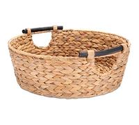 Decorasian Basket Storage Round Braided Seagrass with Wooden Handles - Water Hyacinth 42 cm - Laundry Basket Large