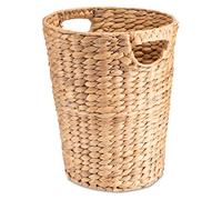 Decorasian Waste Paper Basket Storage Braided Made of Water Hyacinth - Waste Bin with Handle - Diameter 25 cm at Top, 19 cm at Bottom, Height 32 cm
