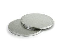 Decorate Cakeboard Round in Pressed Cardboard Hard Pure Cellulose, Diameter 25 cm, Silver, Set of 2
