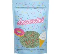 decorate! - Christmas Green Holly and Red Berries Sugar Shapes Cake Topper Sprinkles - 400g Edible Matt Sugar Cupcake Decorations - For Xmas Themed Party Cakes And Bakes