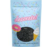 decorate! - Jumbo Rice - Black Cake Topper Sprinkles - 500g Edible Polished Cupcake Decorations - Party Sprinkles, Ideal For Halloween Themed Cakes and Bakes