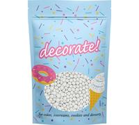 decorate! - Mini Chocolate Beans - White Cake Topper Sprinkles - 500g Edible Pearlescent Festive Cupcake Decorations - Ideal For Weddings and Xmas and Wedding Party Cakes And Bakes