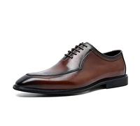 Decorate Oxford for Men Lace Up Apron Toe Square Toe Cowhide Rubber Sole Non Slip Low Top Block Heel Slip Tolerant Classic