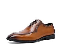 Decorate Oxford for Men Lace Up Apron Toe Square Toe Cowhide Rubber Sole Non Slip Low Top Block Heel Slip Tolerant Classic