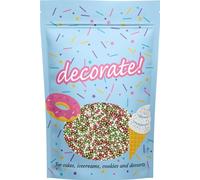 decorate! - Pearls - 4mm - Red, Green and White Christmas Cake Topper Sprinkles - 500g Edible Glimmer Cupcake Decorations - Party Sprinkles, Ideal For Christmas Themed Cakes and Bakes
