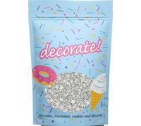 decorate! - Stars Mix - Silver - Cake Topper Sprinkles - 400g Edible Glimmer Shapes Cupcake/Cake Decorations - For Weddings, Christenings, Halloween and Xmas Parties
