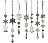 Decorate your Christmas tree with acrylic transparent hanging ornaments featuring snowflake and ice pendant designs, set includes 7 different bead shapes for festive styling