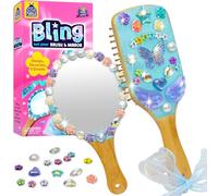 Decorate Your Own Mirror & Brush Craft Kits for Kids - Arts & Crafts Set with Wooden Hairbrush, Mirror, Gems & Beads - Gifts for 10 Year Olds Girls, Girls Birthday Presents for Ages 6 7 8 9 10 11,