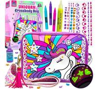Decorate Your Own Unicorn Crossbody Bag - Unicorn Gifts for Girls, Craft Kits for Kids with Glow-in-The-Dark Glitter - 6 Year Old Girl Gifts - Creative Birthday Presents for 5 6 7 8 9 10 Years Old