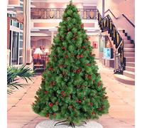 decorated artificial christmas tree full fir hinged with pinecone xmas tree metal stand for seasonal holiday-green 7.8ft the new