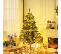 HOMCOM 6ft Decorated Artificial Christmas Tree w/ Warm White LEDs - Auto Open