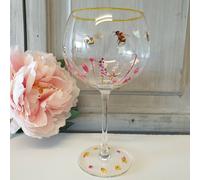 Decorated Busy Bee Glass Large Gin Glass Stemed Stemless Vintage Retro Gift Box