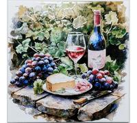 Decorated Ceramic Trivet (Cheese and Red Wine)