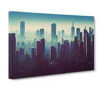 Decorated City Skyline Architecture Canvas Print | Gallery Wrapped 30mm Frame Wall Art | 30x20 inches | Ready to Hang | Contemporary Cityscape Picture | Living Room Bedroom Lounge Office