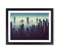 Decorated City Skyline Architecture Framed Print | A2 Black Framed Wall Art | Ready to Hang | Modern Cityscape Picture | Living Room Bedroom Lounge Office