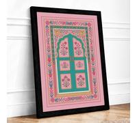 Decorated Doorway Boho Framed Wall Art Print A3 (42×29.7cm) Black, Wall Decor for Living Room, Bedroom, Office & Home, Ready to Hang, Art Gift