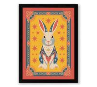 Decorated Rabbit Herald Eclectic Framed Wall Art Print A1 (84.1×59.4cm) Black, Wall Decor for Living Room, Bedroom, Office & Home, Ready to Hang, Art Gift