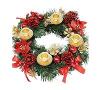 Decorated Ribbon Christmas Advent Wreath X-mas Candles Decorations and Season Centerpiece Candle Holder Decor Calendar Decoration Exquisite(C)