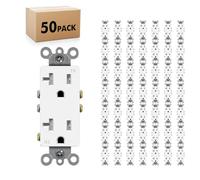 Decorated Socket, 20 Amp, 125 Volt, Tamper Resistant, Ground White UL Listed Micmi (20A White 50 Pack)
