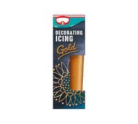 Decorating Icing 50g - Icing Tubes for Cake Writing, Detailed Decorating & Baking Projects - Easy-Squeeze Piping Tubes, Suitable for Vegetarians & Vegans (Gold)