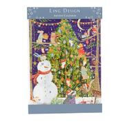 Decorating the Tree Advent Calendar | Traditional Picture Advent Calendar | Festive Snowman and Woodland Animal Scene - 33.5x23cm