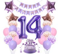 Decoration 14th Birthday Girl Boy 14th Birthday Decoration Girl Birthday Decoration 14 Girls Pink Purple Balloons 14 Birthday Decoration Purple Rose Gold 14 Year Birthday Girl 14 Years Birthday Girl