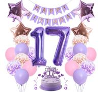 Decoration 17th Birthday Girl Boy - Birthday Decoration Pink Purple Balloons Rose Gold - 17 Years Celebration