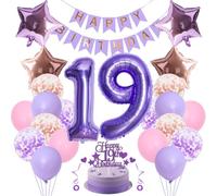 Decoration 19th Birthday Girl Boy 19th Birthday Decoration Girl Birthday Decoration 19 Girls Pink Purple Balloons 19th Birthday Decoration Purple Rose Gold 19 Year Birthday Girl 19 Years Birthday Girl