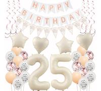 Decoration 25th Birthday Women Beige Rose Gold Balloons Woman, Decoration, 25 Years Women, Happy Garland Party (rubaiTC-wcp-25S)