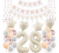 Decoration 28th Birthday Women - Beige Rose Gold Balloons, Decoration, Garland - Party Set for 28 Years Old Woman