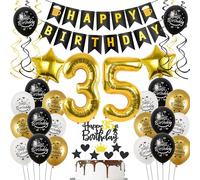 Decoration 35th Birthday Decoration Man Women, Balloon 35th Birthday Black Gold, Birthday Decoration 35 Years Man Balloon, Cake Decoration 35th Birthday Men Birthday Decoration 35 Years for Woman Man