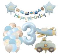Decoration 3rd Birthday Boy Tractor Birthday Decoration 3 Year Girl Balloon 3rd Birthday Pastel Blue Balloon Number 3 Party Decoration