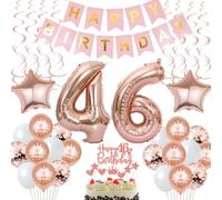 Decoration 46th Birthday Women Cake Decoration 46th Birthday Woman Decoration, 46th Birthday Women Gift Rose Gold Birthday Decoration 46 Years Women Balloon 46th Birthday Woman Decoration Balloons 46