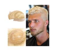 Decoration 613# Blonde Men's Hairpiece Lace Front Toupee Wig Mono Lace with NPU Around Male Hair Prosthesis fluffy