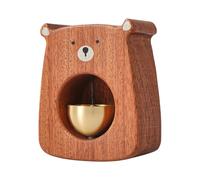 Decoration - 7.5 x 3.5 x 9 cm Adorable Wooden Bear Bell Statue with Crisp Sound, Tabletop Ornament, Interactive Toy for , Girls, Youth, Teenage