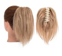 Decoration Claw Clip Bun Hair Piece Short Straight Ponytail Extension Tousled Updo Faux Scrunchies Extension(27-613)